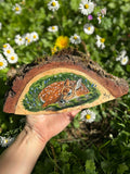 "Doux repos " - peinture sur morceau de bois (angle) 13 cm