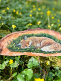 " Sommeil doré " - peinture morceau de bois (angle) 20 cm