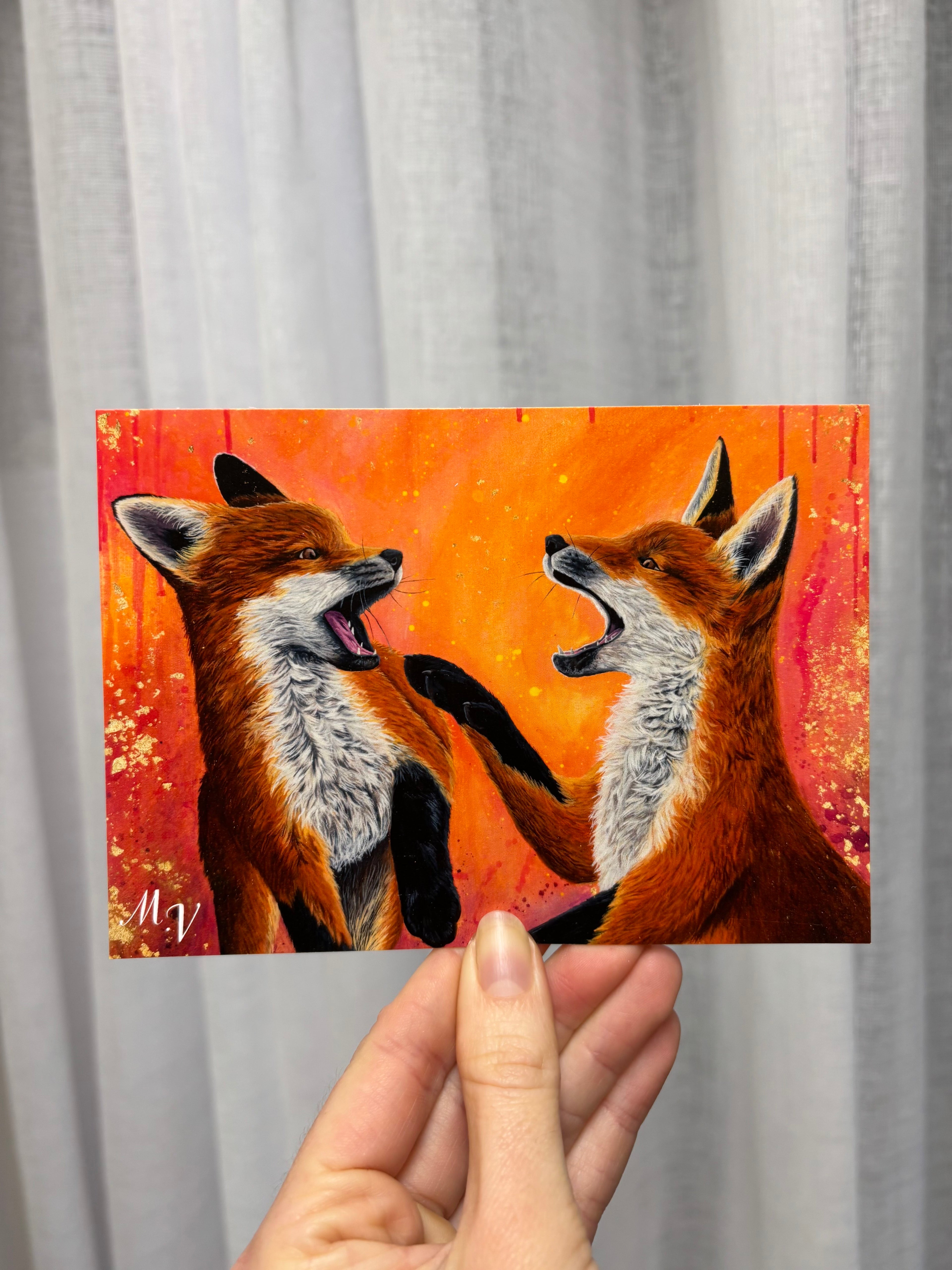 " Éclat de vie " -  Renardeaux - carte postale - 10 x 15 cm