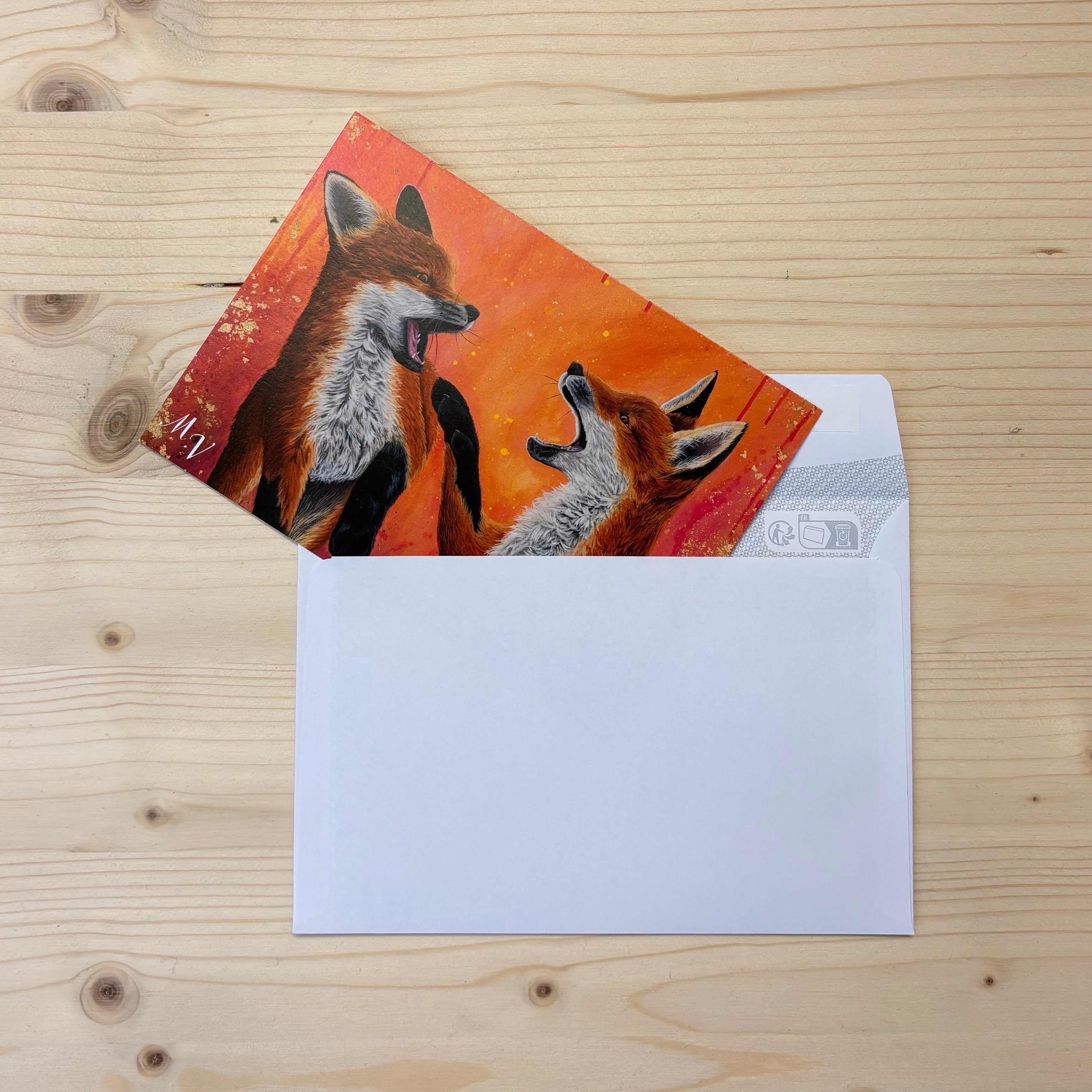 " Éclat de vie " -  Renardeaux - carte postale - 10 x 15 cm