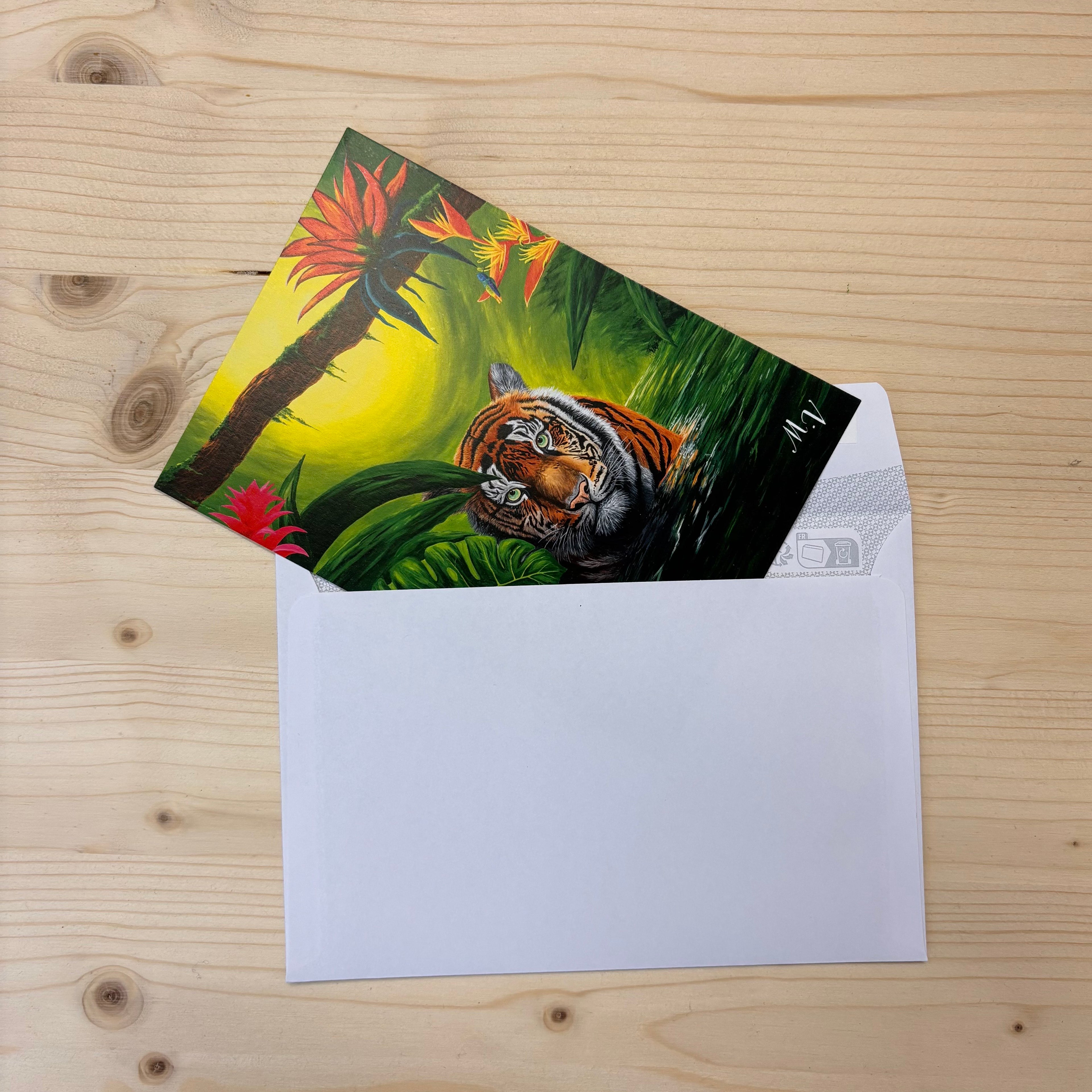 " Miroir de l'âme ", Tigre - carte postale - 10 x 15 cm