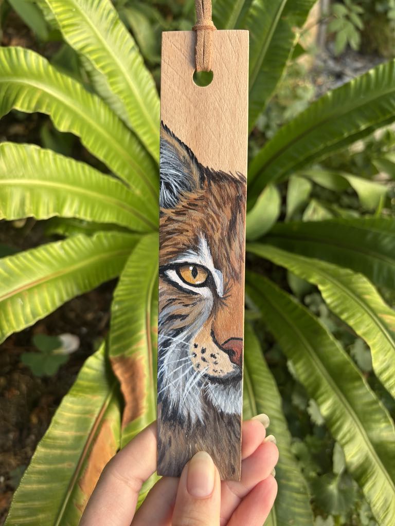 " Lynx boréal " - marque-page en bois